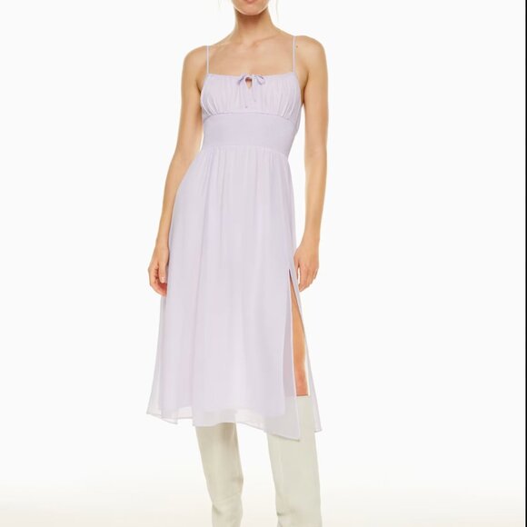 ARITZIA WILFRED Genoa Smocked Sleevless Dress | Soft Cyan Blue | Size Small - Picture 5 of 7